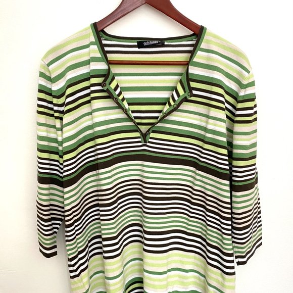 NWOT Green Stripe German Designer Sweater - Picture 3 of 9